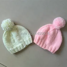 Детские пом Англичане розовый шапка для мальчиков и девочек шапочка зимняя одежда для детей ясельного возраста Для мальчиков и девочек искусственная теплой крышки вязания крючком для Фотография реквизит