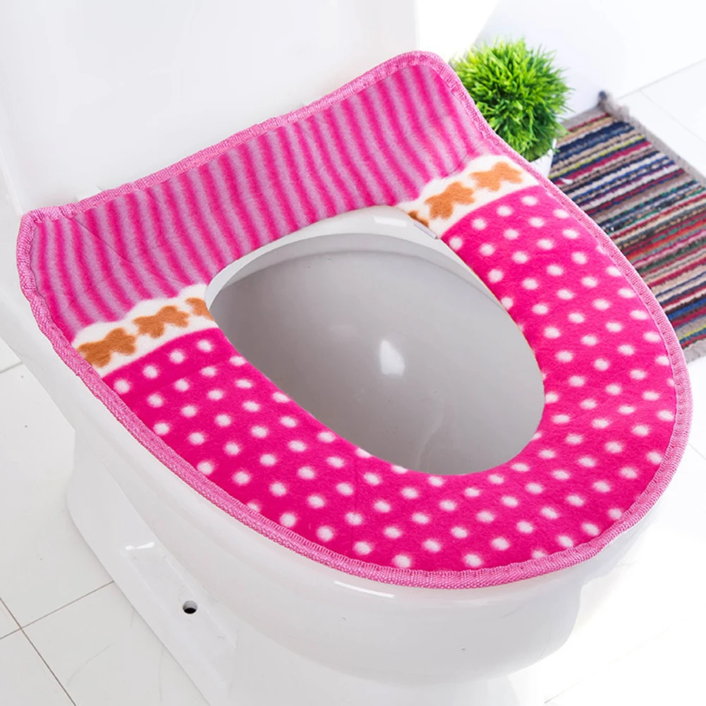 New Bathroom Soft Fluff Thickened Toilet Seat Pads Washable Warmer