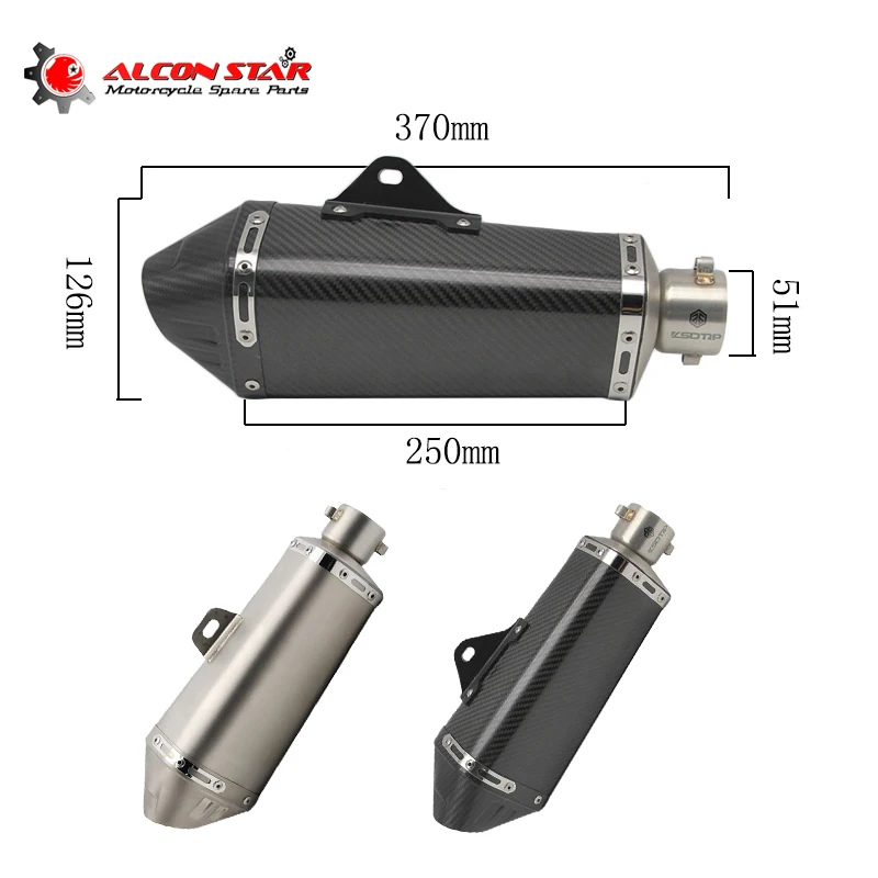 Alconstar 51mm Modify Motorcycle Akrapovic Exhaust Pipe Muffler Pipe