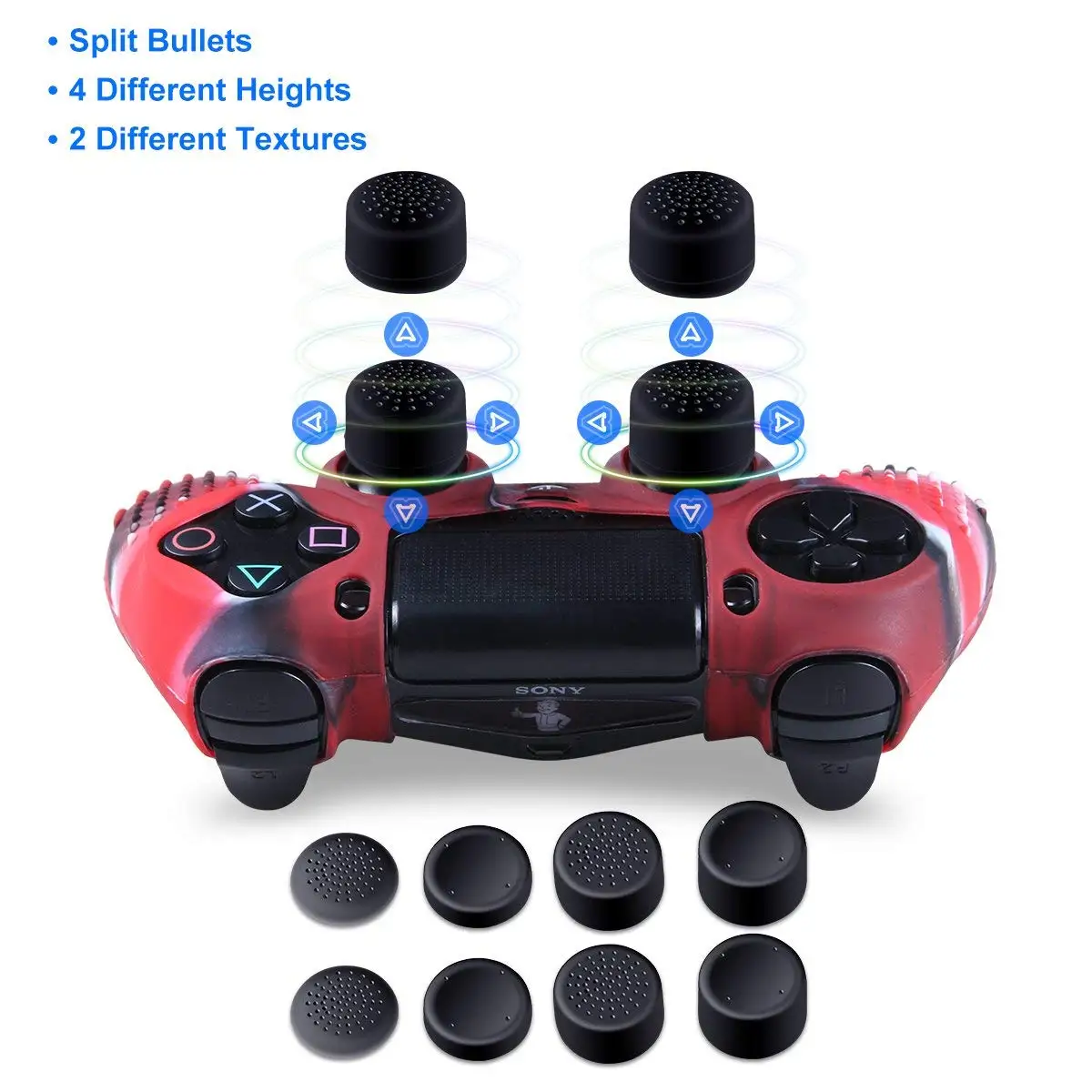 Skup Yoteen 13 w 1 dla PS4 futerał na kontroler silikonowy antypoślizgowy Dot nasadka na dżojstik Light Bar naklejka i Dualshock 4 stacja do ładowania