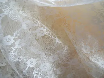 

beige lace fabric with jacquard flowers, one yard