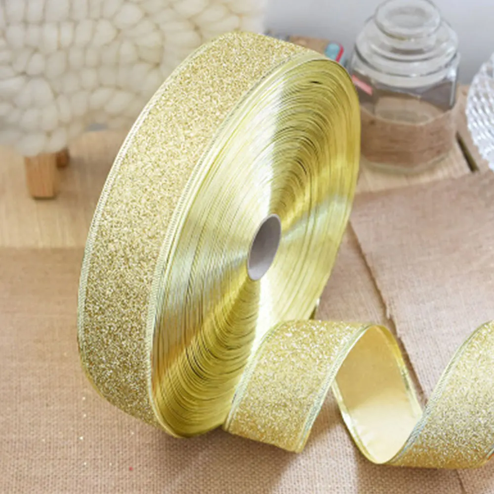 Wedding Decoration Christmas Ribbons Glitter Roll Ribbon Holiday Decor Xmas Gift Wrapping Strap Decor