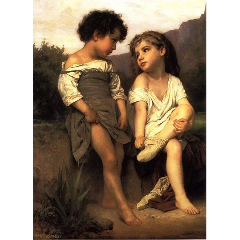 

High quality Hand Painted Art William Adolphe child oil painting on canvas modern painting Wall Decoration For living room Fine