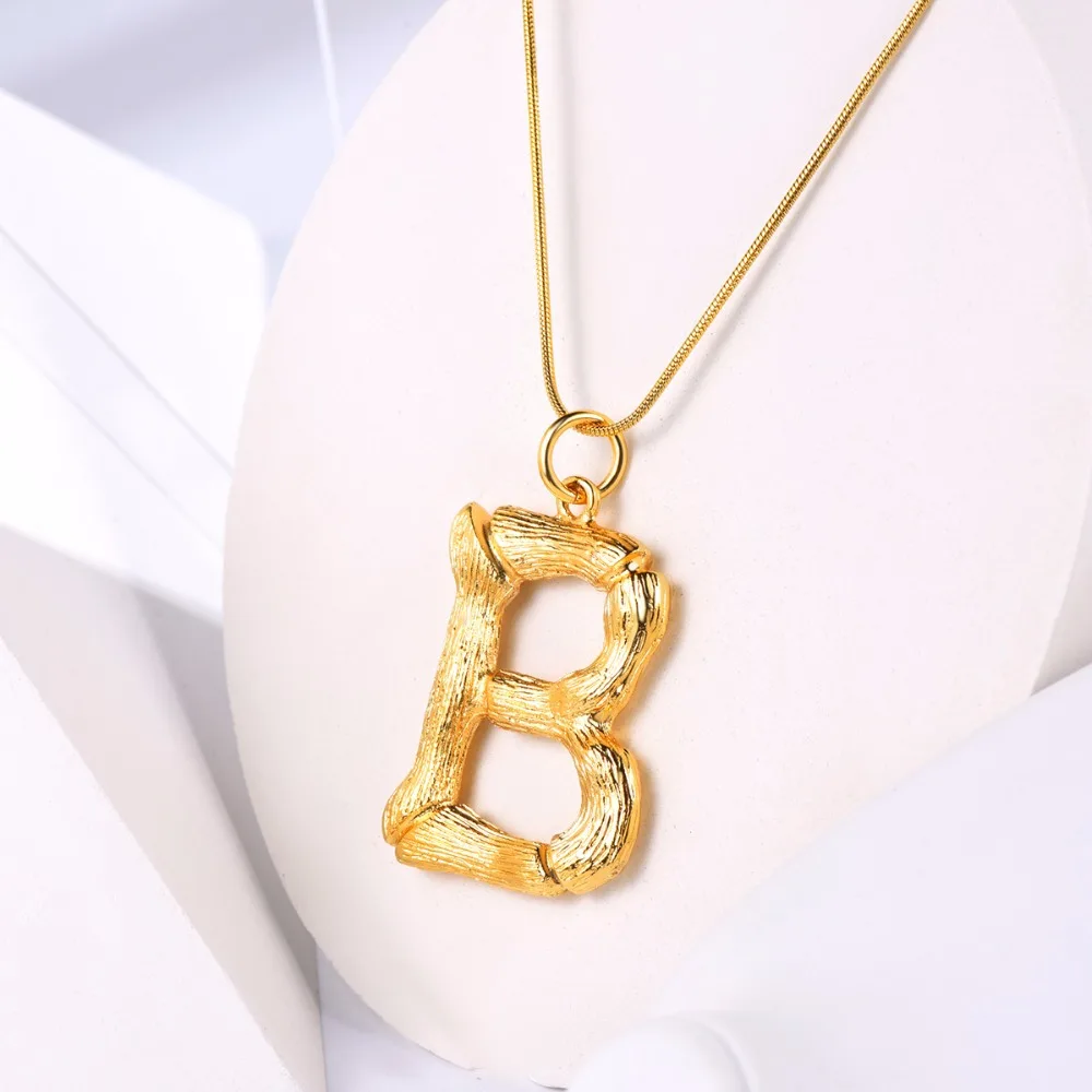 Big Initial Letter B Necklace Gold 26 