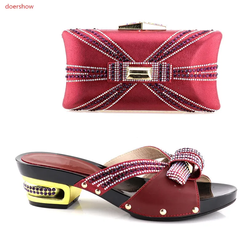 

doershow Latest wine African Shoes And Bag Set For Party High Quality Italian Ahoes And Bags To Match Women!HV1-16
