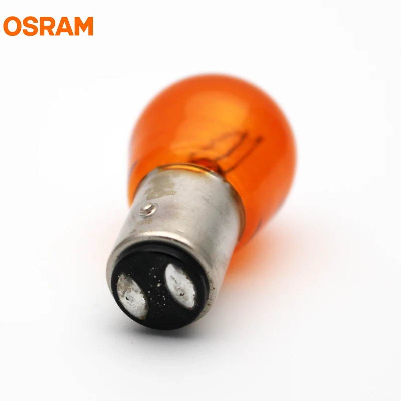 10 шт. OSRAM 7528Y PY21/5 Вт S25 BAY15d 12 В янтарный цвет двойной нити желтые лампы фары указателя поворота автомобиля стоп-сигнал