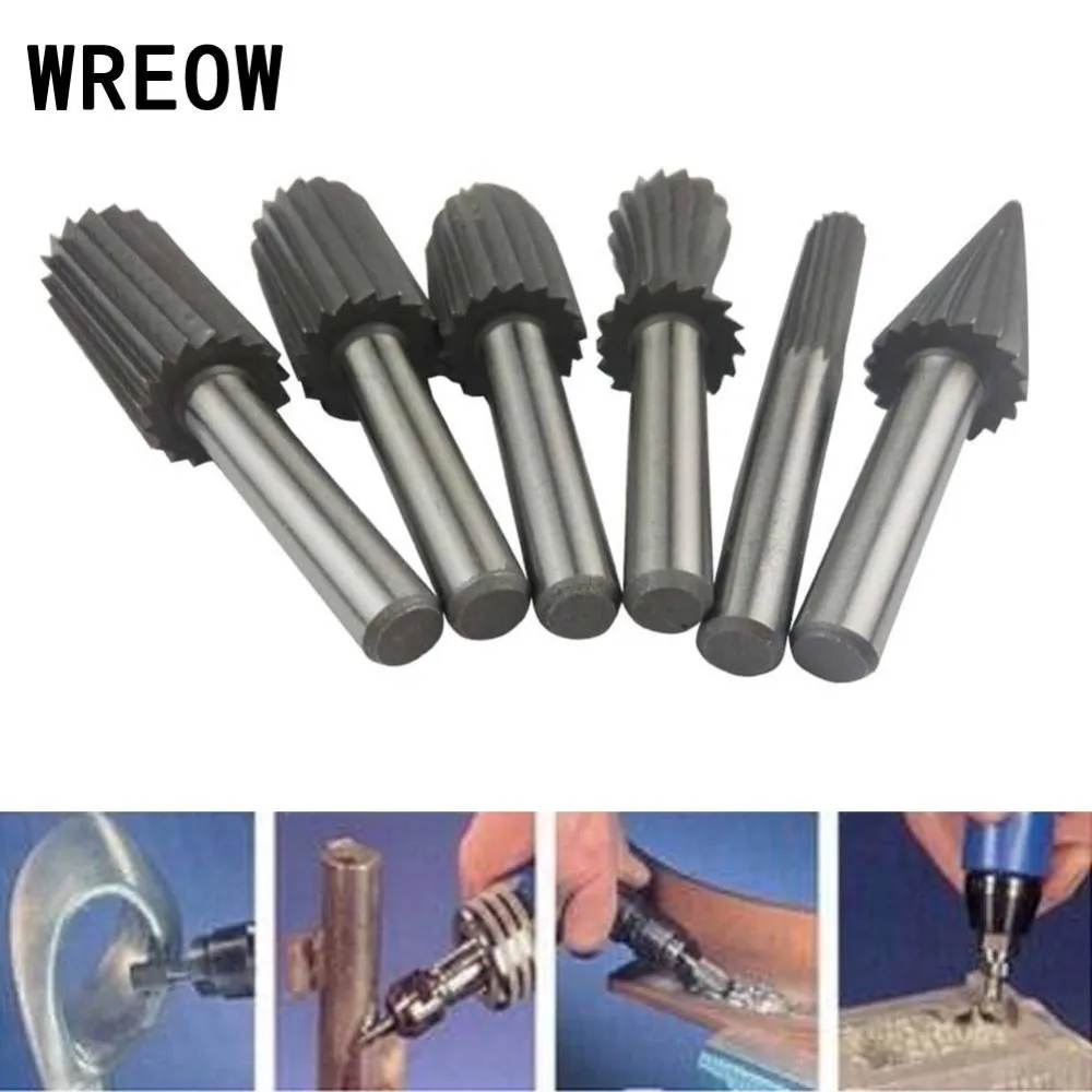 

6pcs Round Shank Engraving Bit 6mm Cutter Burr HSS Files Rotary Milling Cutter Woodworking Carving Tools Fine Polishing Wood
