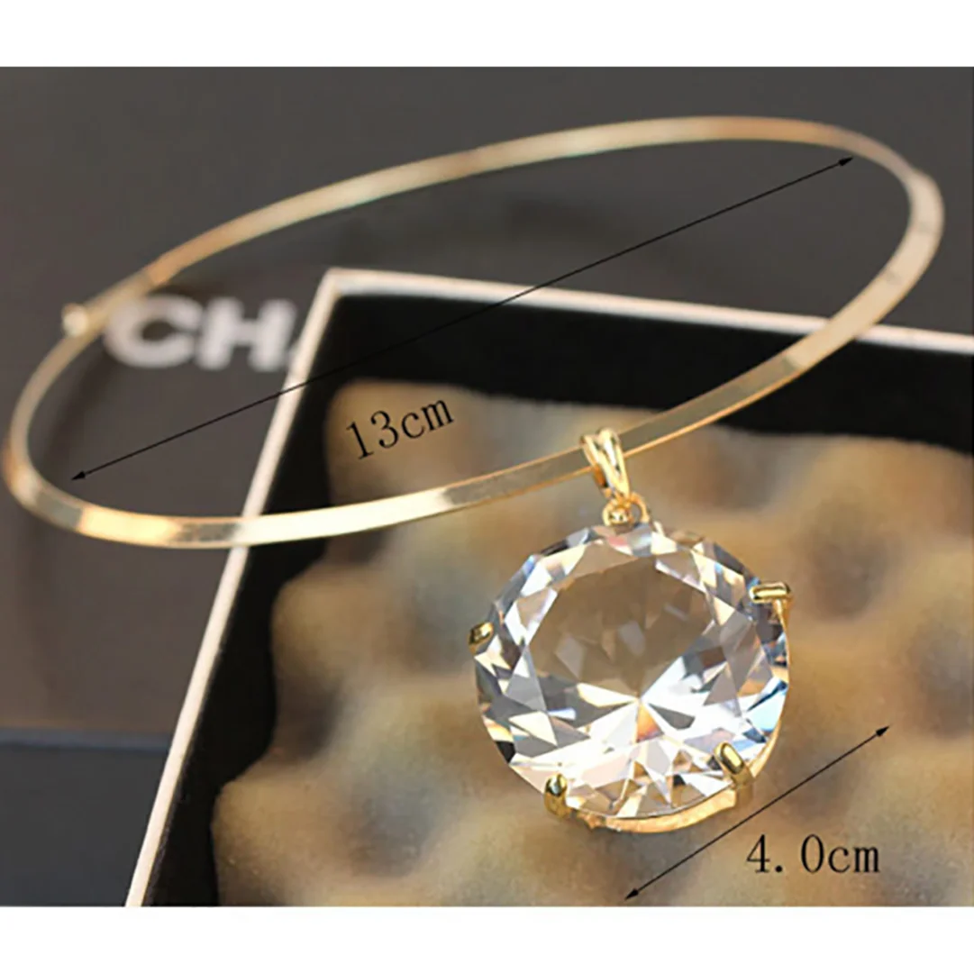 Shellhard Trendy Super Huge Crystal Necklace Exaggerate Large Big Bling Rhinestone Pendant Necklace Charms Women Party Jewelery