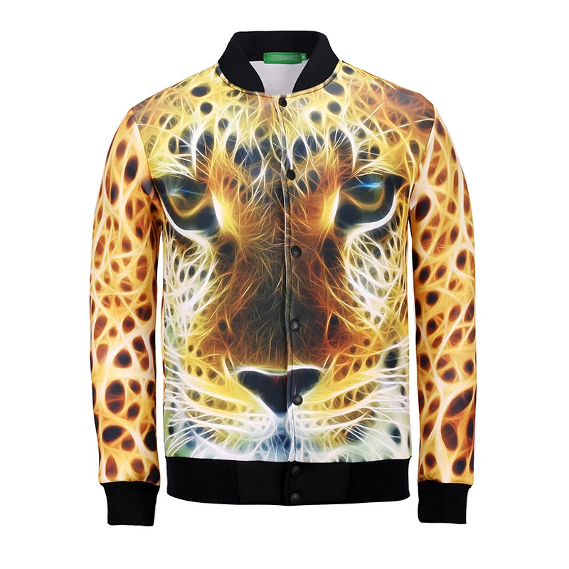 

High Quality Men Jacket New Brand Autumn Designer Fashion Stand Collar tiger print 3d Jackets men Coats hip hop Male Clothing