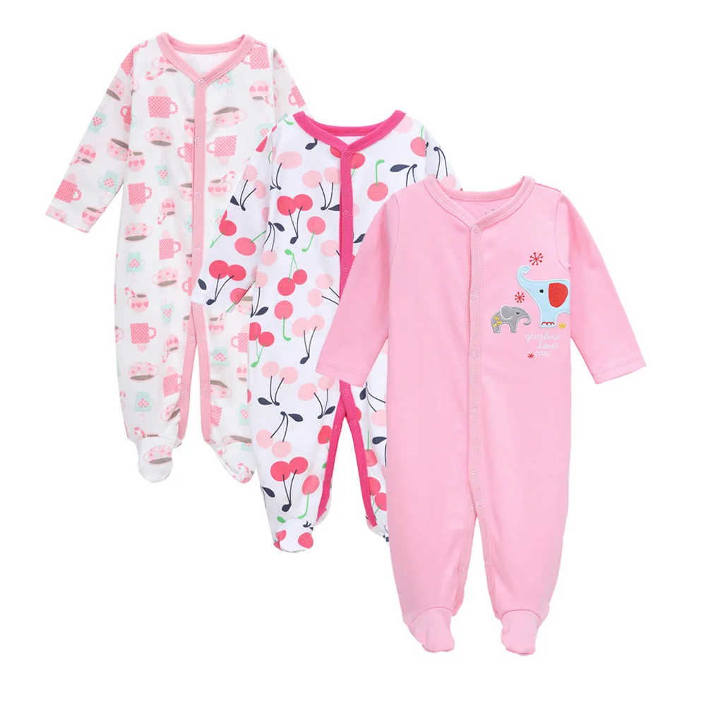 

wholesale autumn long-sleeved colorful cute cartoon print babysuit/jumpsuit rompers with feet for both baby girl and baby boy