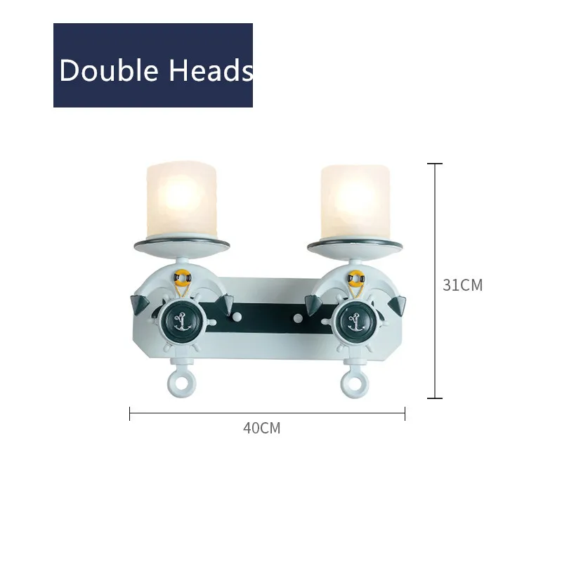 Настенный светильник для детской комнаты Настенный бра прохода коридор гостиная лампа Смола Искусство гостиная спальня настенные осветительные приспособления ребенок - Цвет абажура: Double Heads