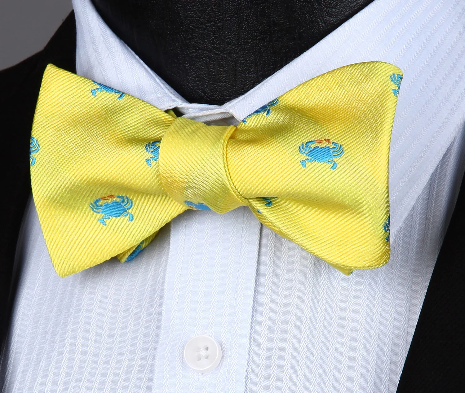  BGA01YS Yellow Animal Pattern Wedding Bowtie Men Silk Self Bow Tie handkerchief set