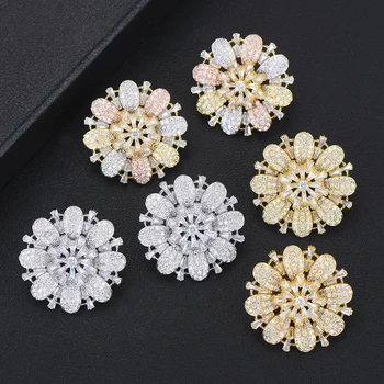 

GODKI 26MM Famous Design Luxury Popular 3 Tone Flower Stud Earrings For Women Wedding Full Mirco CZ Cubic Zircon Trendy Jewelry