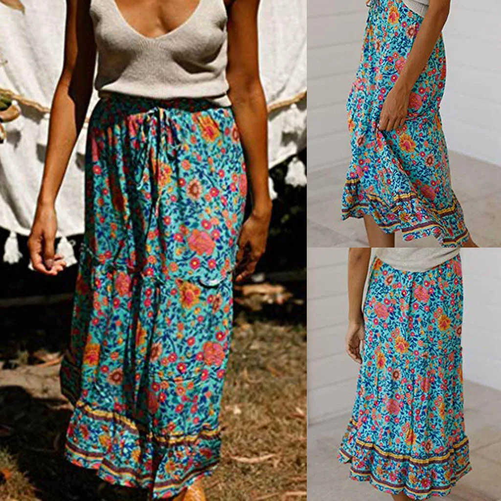 New Arrived Bohe Summer Casual Beach Skirts falda larga Women's