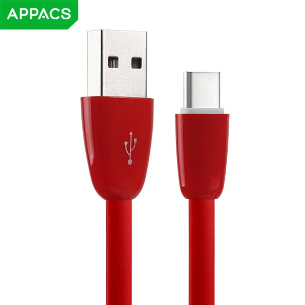 Кабель APPACS 1 MTPE usb type-C горячий высококлассный резиновый 5V2A кабель для быстрой зарядки данных для Nexus 5X/Xiaomi/Meizu/huawei/OPPO USB C - Цвет: Red