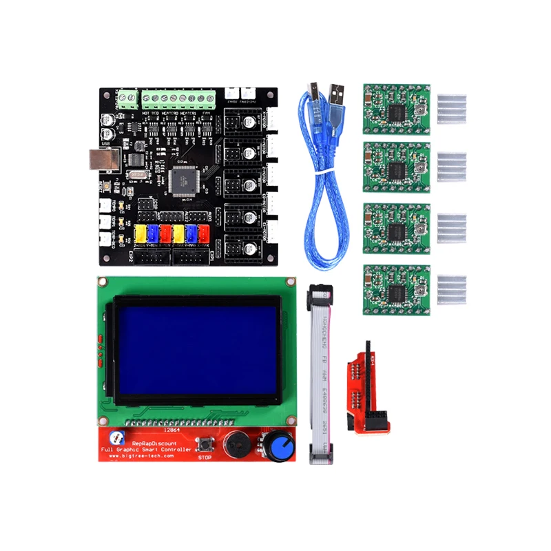 3D принтер аксессуары KFB-2.0 материнской платы с платформы 12864 ЖК-дисплей Дисплей A4988 драйвер USB провод