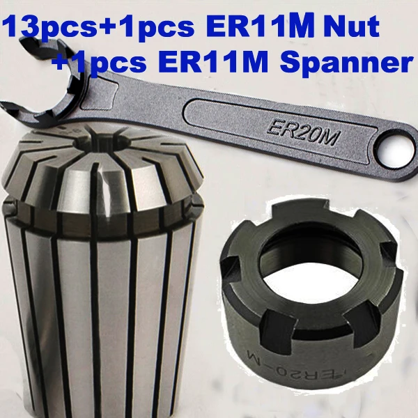 Buy Full set (1 7mm) 13pcs ER11 collet set +1pcs ER11M Clamping Nut + 1pcs