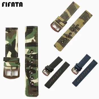 

FIFATA 18 20 22 24MM Camouflage Canvas Watch Band Strap For Samsung Gear sport S2 S3/Galaxy Watch 42 46mm/Huami Amazfit Bip