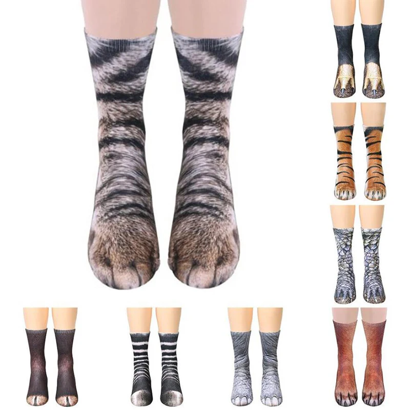 New-Arrival-Novel-Style-Adult-Unisex-Animal-Paw-Crew-Socks-Sublimated-Print-Men-Women-Socks-Elastic