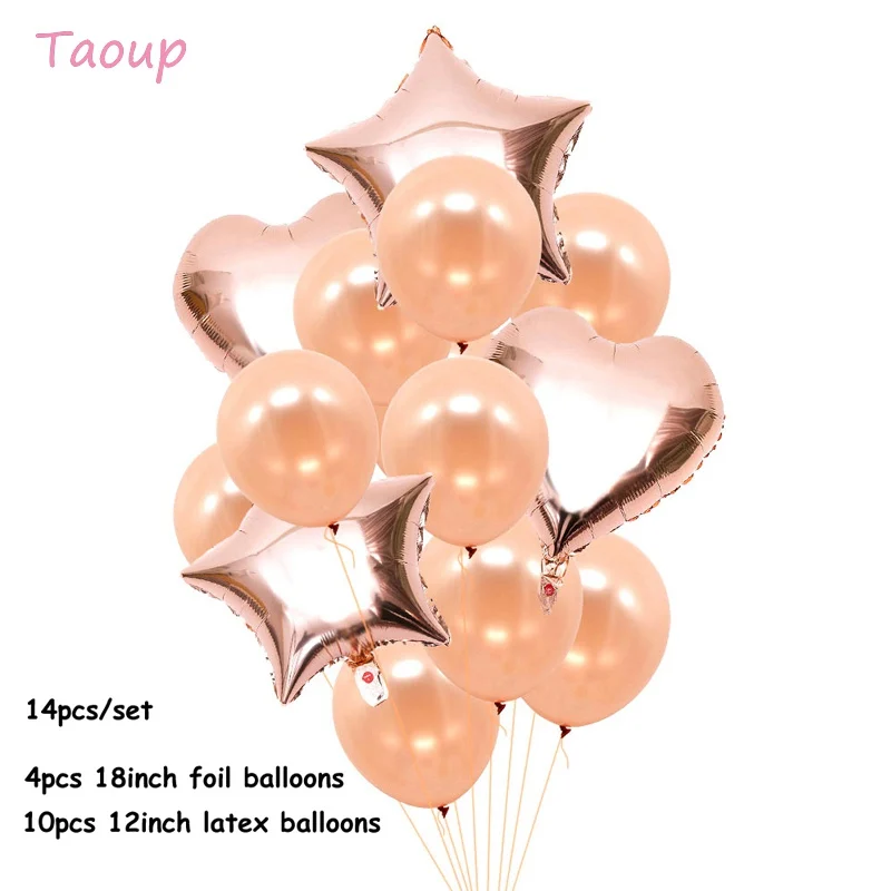 TAOUP 14 шт. конфетти из розового золота с днем рождения детей воздушные шары из фольги гелиевые шары День рождения балоны круглые декоративные воздушные шары - Цвет: T1005-1