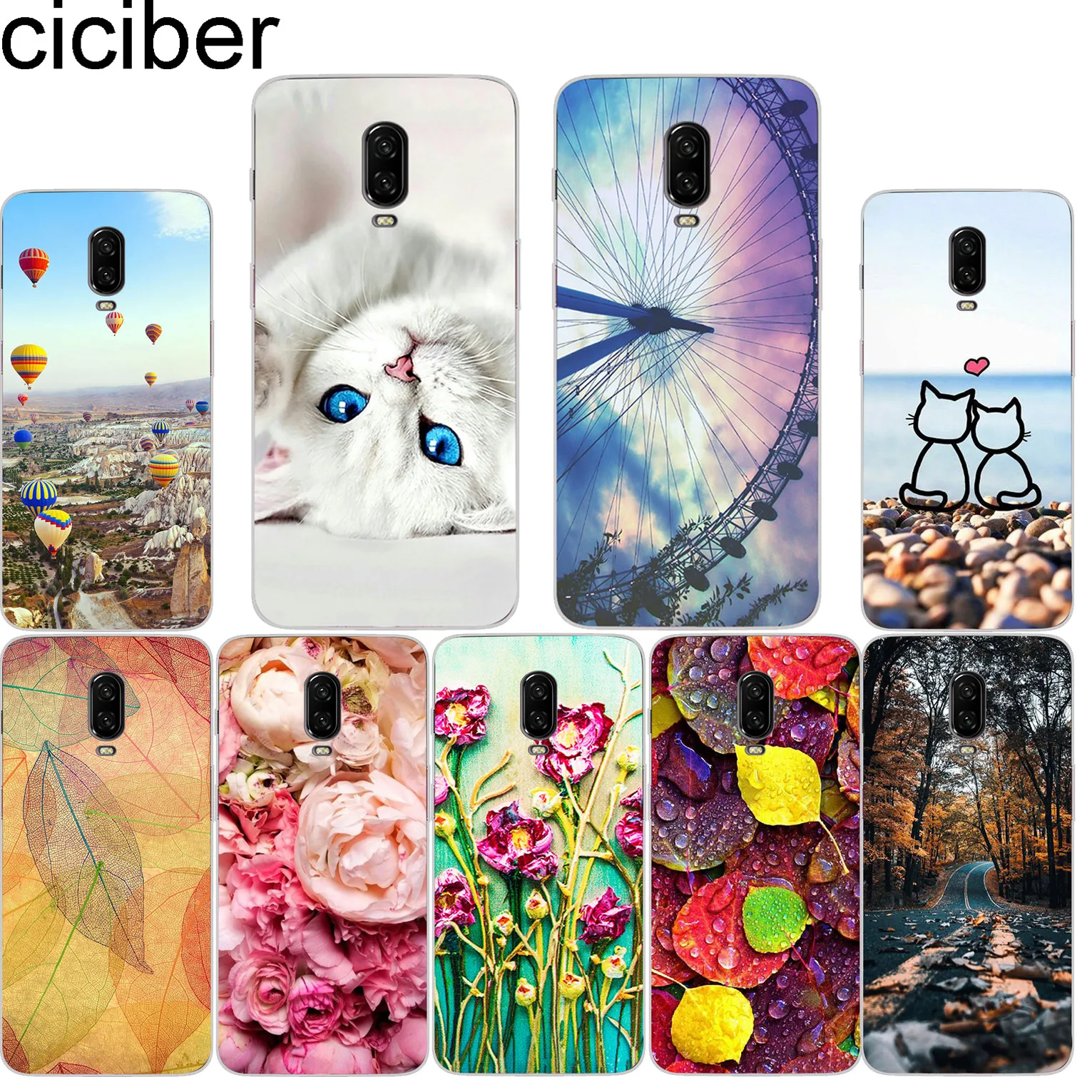 

ciciber For Oneplus 6T Soft Silicone TPU Phone Cases Back Cover Clear For One plus A6013 Fundas Capa 1+ 6T Coque 6.41''