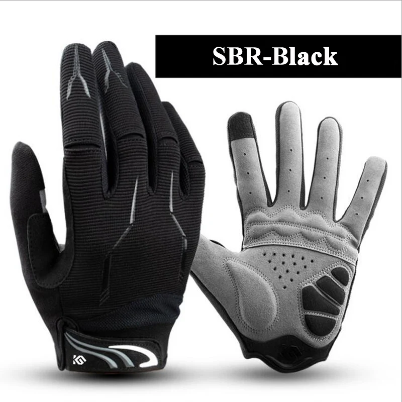 Coolсмена зимние противоударные велосипедные перчатки для горного велосипеда перчатки для мотоцикла MTB полный палец перчатки для спортивного велосипеда для мужчин и женщин - Цвет: SBR-Black