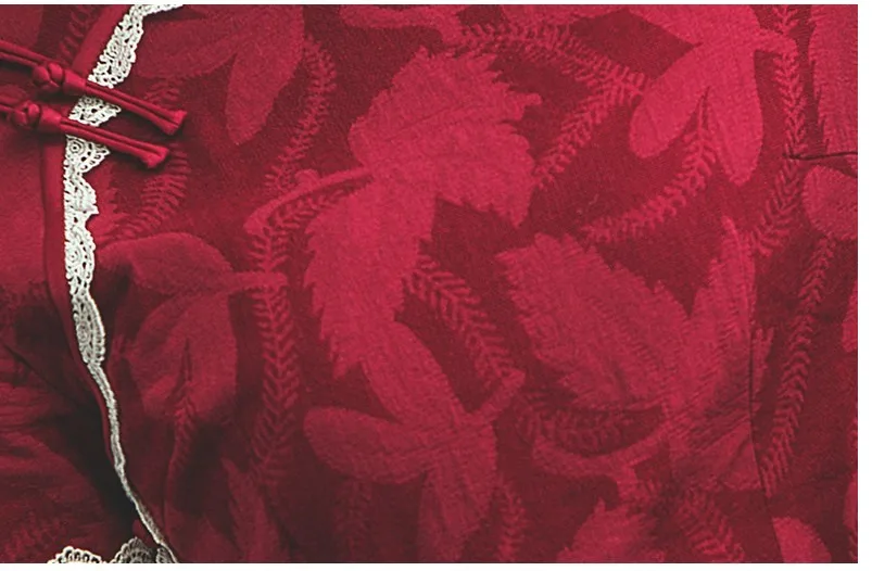 Sheng Coco Lace-lined Cotton Fashion Cheongsam Dresses Summer Shanghai Retro Dark Red New Novelty Qipao Chinese Dresses Vestido