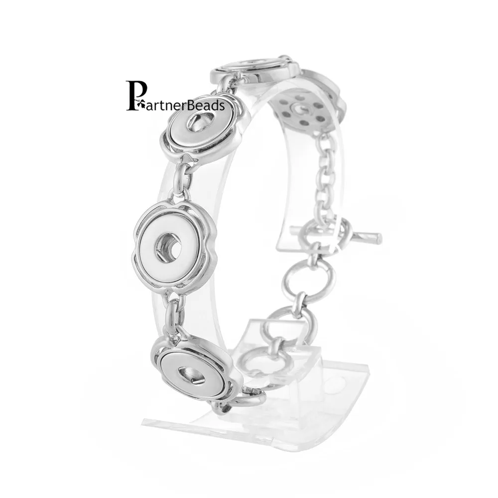 

snaps metal 5 button silver plate bracelets factory snaps style button bracelet factory snaps buttons KB0897-S