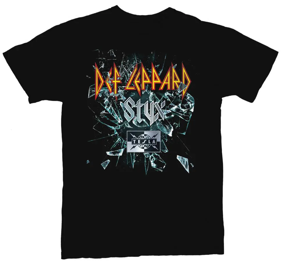 Def Leppard Styx Tesla 2015 Тур Мужская черная футболка новый s m L XL 2XL 3XL 4XL 5XL хип хоп новые