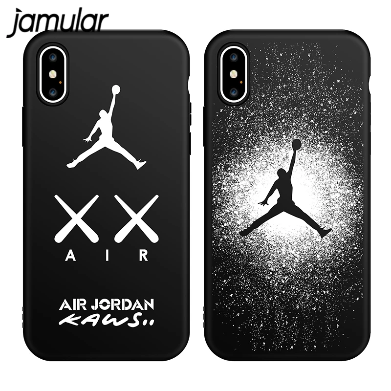 

JAMULAR Basketball Jordan Phone Case for iPhone 7 8 Plus XS MAX Black Soft Silicone Cover for iPhone 6S Plus X XS XR Coque