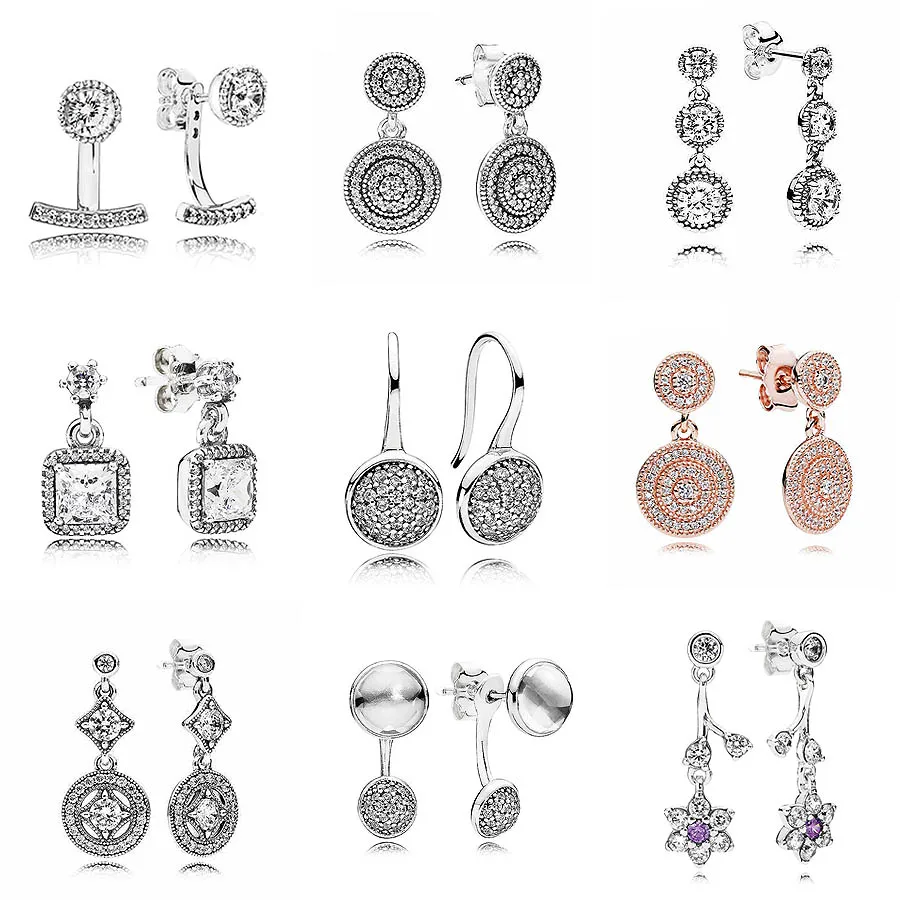 

Dazzling Poetic Droplets Abstract Elegance 925 Sterling Silver Hanging Earrings For Women Wedding Party Gift DIY Pandora Jewelry
