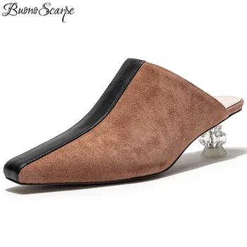 

Buono Scarpe Retro High Heels Fashion Mules Shoes Sexy Patchwork Prom Pumps Spring Summer Party Wedding Shoes New Shoes Woman