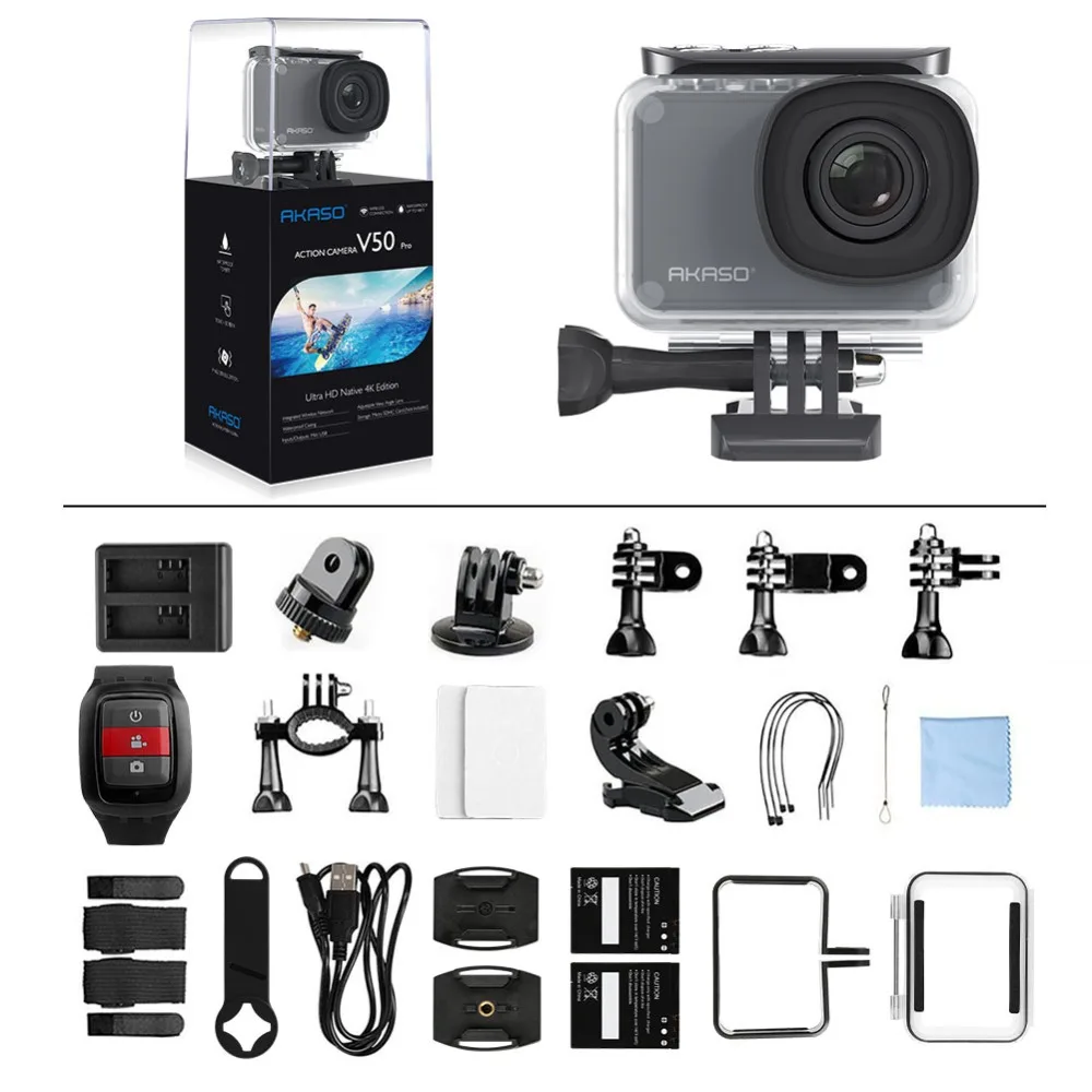 Оригинальная Экшн-камера Akaso V50 Pro Ultra HD 4K 20MP WiFi с сенсорным экраном для занятий спортом и подводной съемки