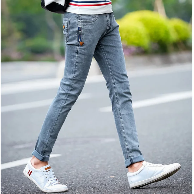 Men Jeans Grey Slim Skinny Man 
