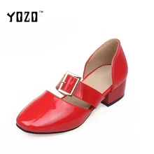 2017 Women Shoes Fashion Patent Leather Cover Heel Buckle Strap Sandals Women Breathable Gladiator Sandals Women