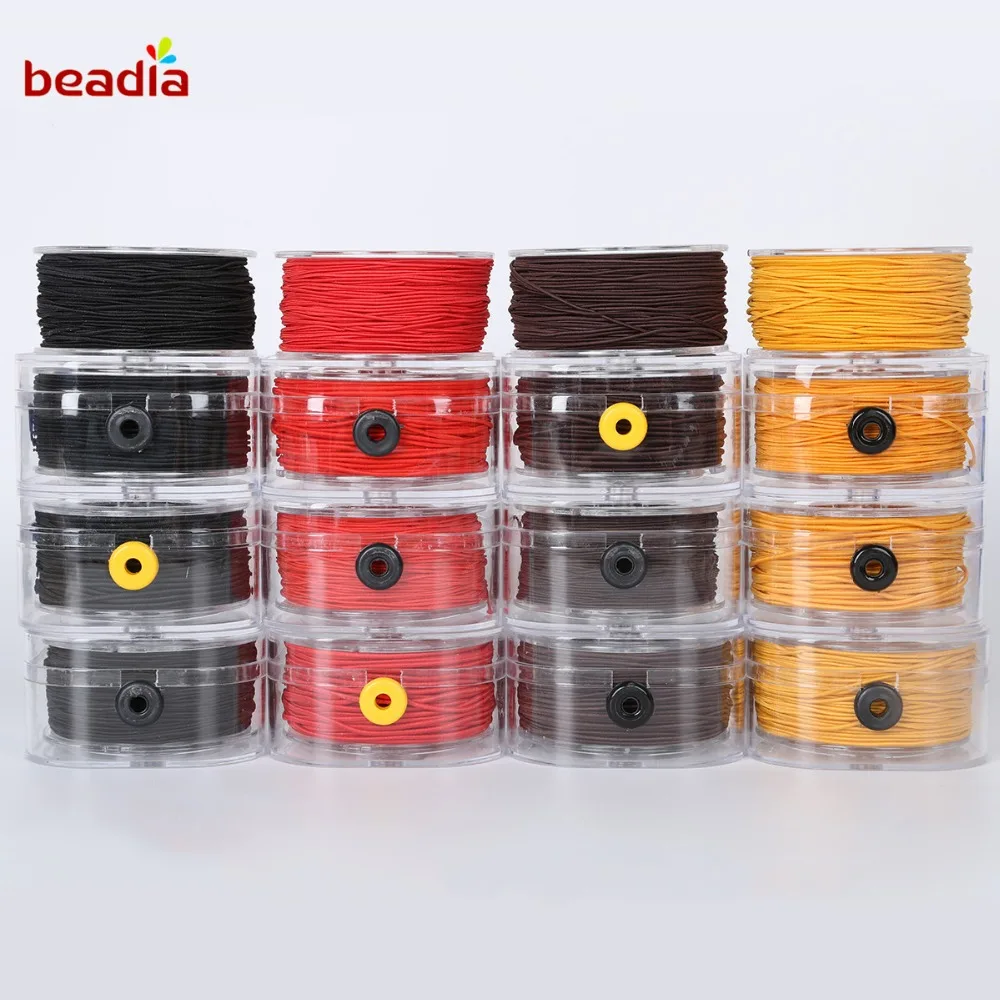 1 Box Yellow/Red/Black/Brown Crystal Beading Stretch Elastic Thread