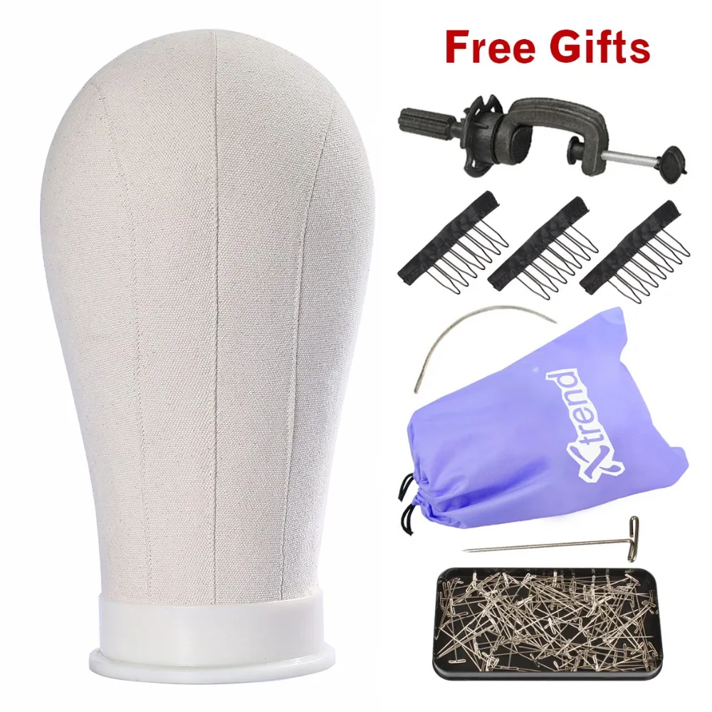 

Xtrend Mannequin Head Canvas Block Head Training Wig Display Stand Making Cap Hair Extensions Style Model Free T Needle Holder