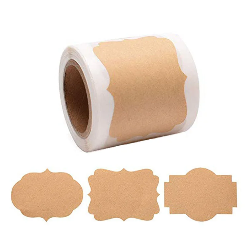 300 PCS 300 шт/рулон свадебные украшения наклейки этикетки для печати 1,2x2 дюймов натуральный крафтовый подарок на праздник конверт подарочные бирки подарки, ремесло - Цвет: 300 PCS