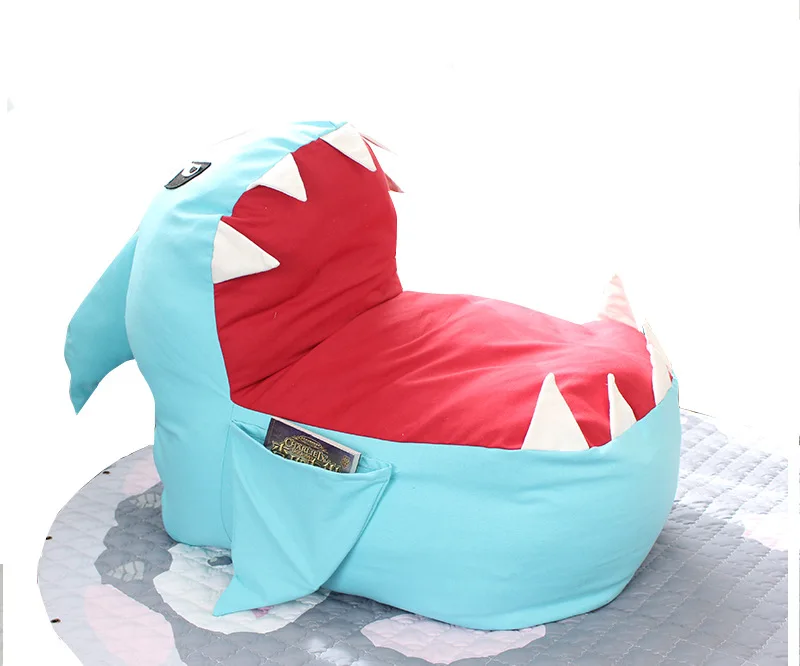 Акула на основе Детская плюшевая игрушка для хранения бобов сумка ленивый человек диван детский стул игрушка для хранения пакеты с застежкой zip-lock - Цвет: Синий