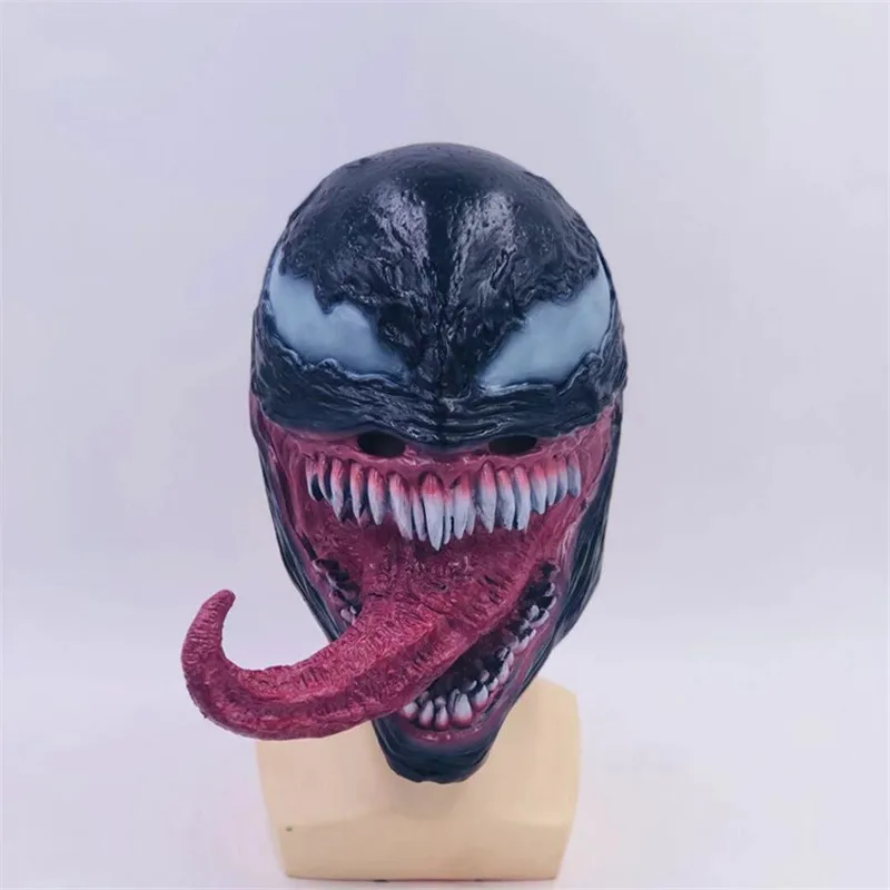 

New Spider-Man The Venom Mask with Long Tongue Cosplay Spiderman Edward Brock Dark Superhero Venom Latex Horror Mask