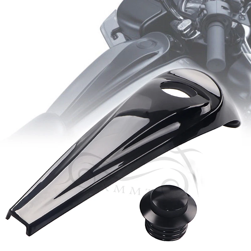 

Motorcycle Gloss Black Dash Fuel Console with Chrome Gas Tank Cap Cover For Harley Touring Road Glide 2008 - 2013