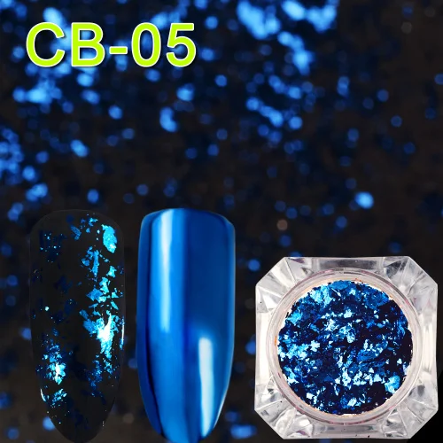 CB05 1 коробка цвет серебристый, золотой хлопья лазерная ногтей сиящие мелкие блестки Нерегулярные DIY алюминий блёстки для Типсы для наращивания ногтей Дизайн Аксессуары TRCB - Цвет: CB05