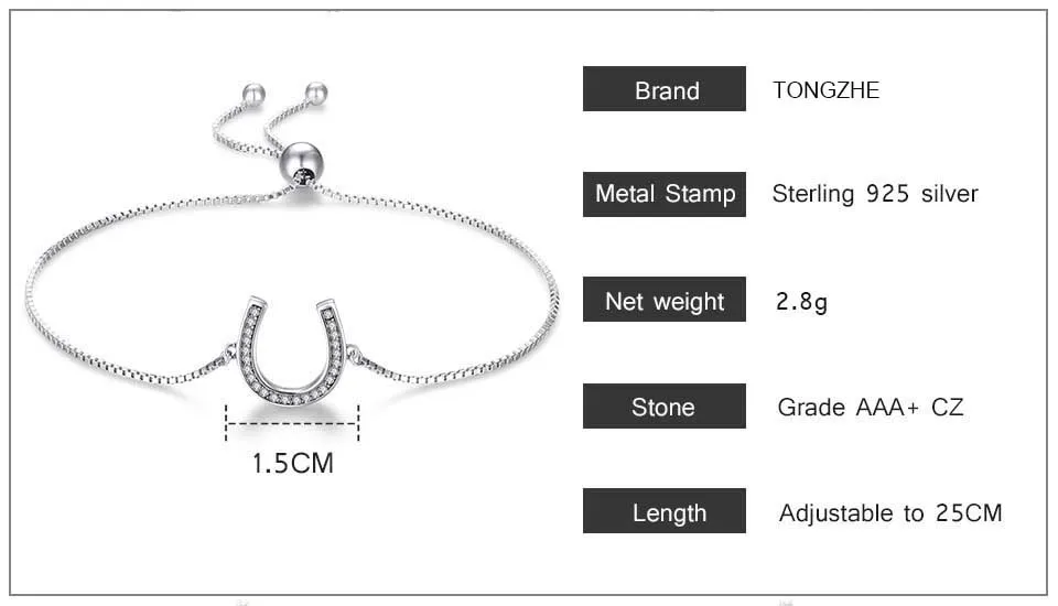 TONGZHE/женские браслеты ручной работы в форме U, стерлингового серебра 925 пробы, мужские бусины-подковы, браслет с шариками, свадебные украшения, подарки