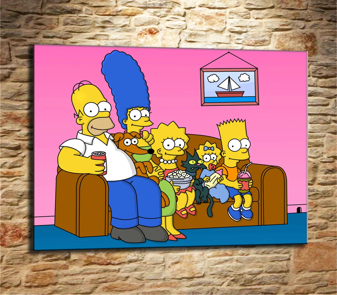 Us 5 8 42 Off Classic Animation Simpsons Canvas Print Print Living Room Home Decor Modern Wall Art Oil Painting 003 In Painting Calligraphy From