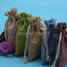 100 шт./лот джута/Лен Шнурок Подарочные пакеты для туалетных принадлежностей/часы/ювелирные изделия упаковка, размеры на заказ, различные цвета