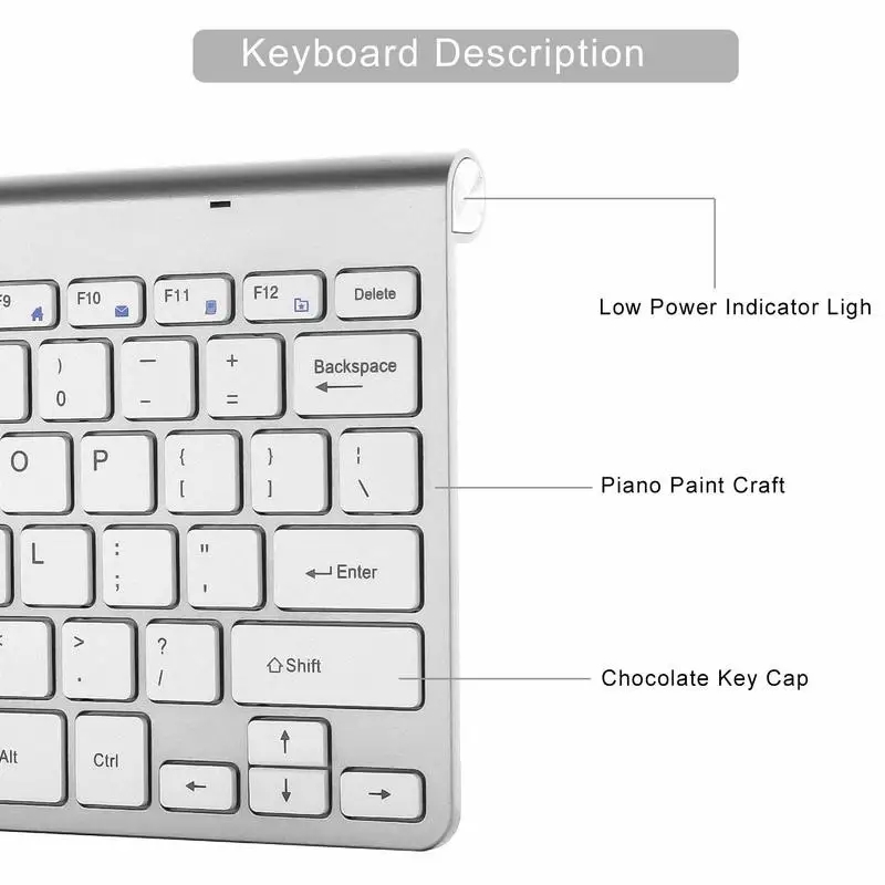 Портативная беспроводная клавиатура для Mac ноутбука ТВ приставки 2 4G мини мышь