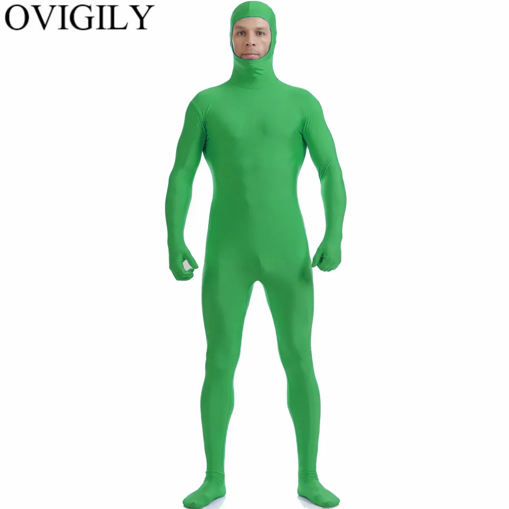 OVIGILY черный мужской костюм зентай из лайкры для косплея с открытым лицом