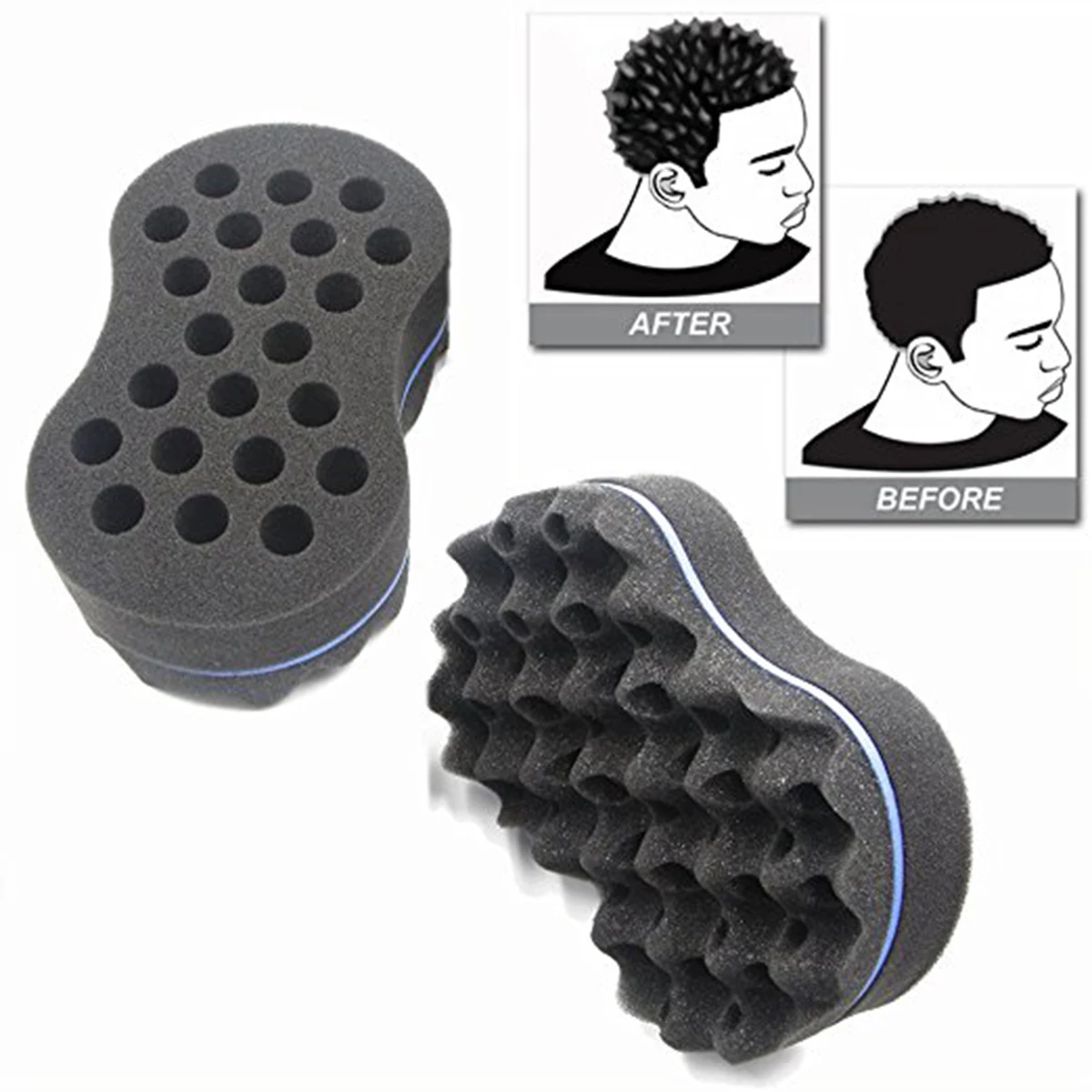 

brand double sided wave-shaped sponge brushes multi-holes side braid Twist hair curl wave Hair sponge brush hair styling tools