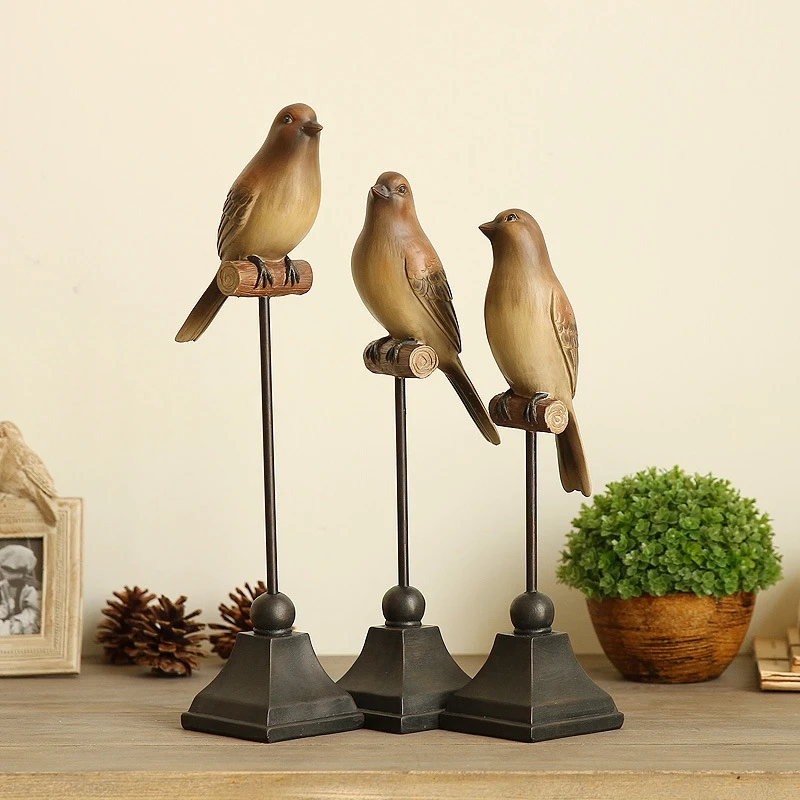 

2 Size Resin Bird Home Decoration Craft Decorative Ornament Modern Living Room Resin Bird figurine Fine Workmanship artesanato