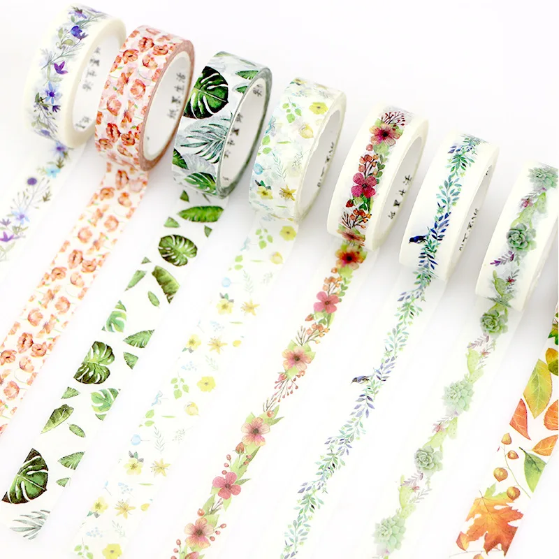 

3pcs/lot Colorful Plant Washi Tape DIY Decorative Scrapbooking Paper Masking Fresh Style Kawaii Office Adhesive Tape Sticker